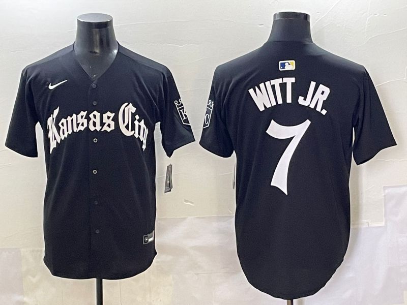 Men 2025 Kansas City Royals #7 Witt jr Black Five generations Joint Name Nike MLB Jersey style 1->kansas city royals->MLB Jersey